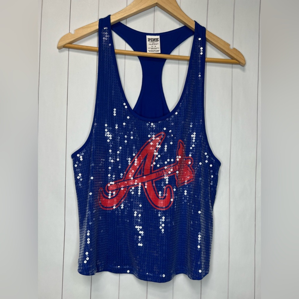 PINK VS - Atlanta Braves Sequin Tank - Size Medium